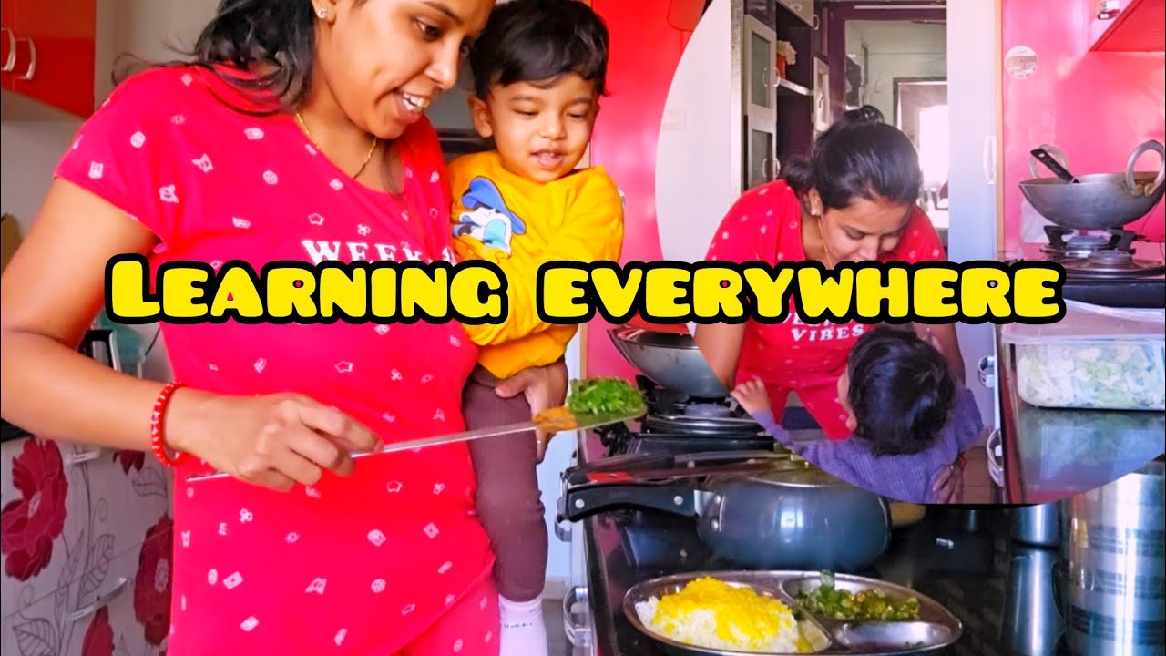 Teaching My Toddler While Cooking & Feeding Him | Real Mom Life