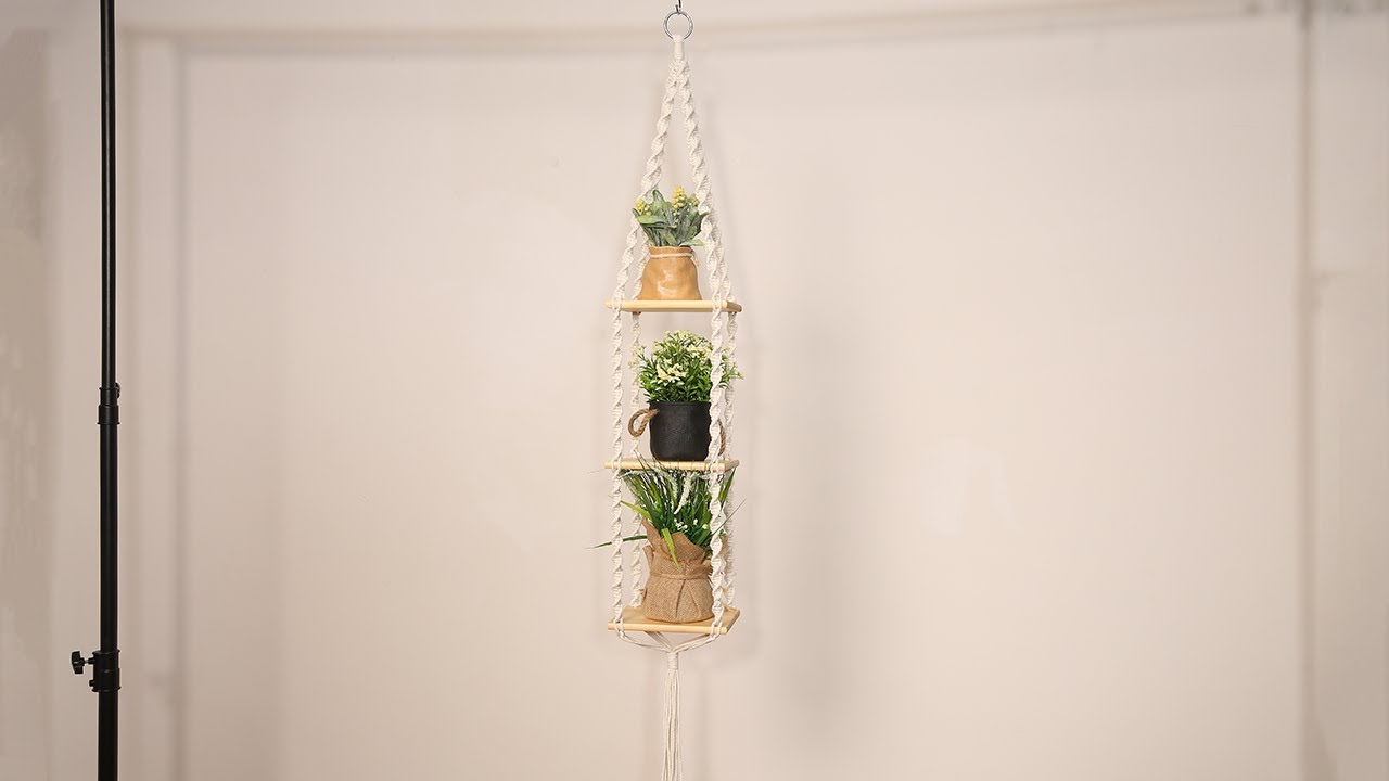 Make a Three-Tier macrame Plant Hanging Rack