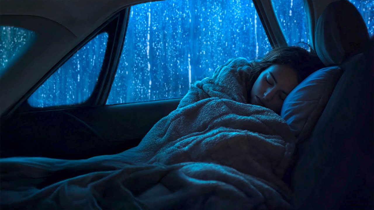 Fall Asleep Instantly with Heavy Rain & Thunder Sounds on Car at Night for Deep Sleep