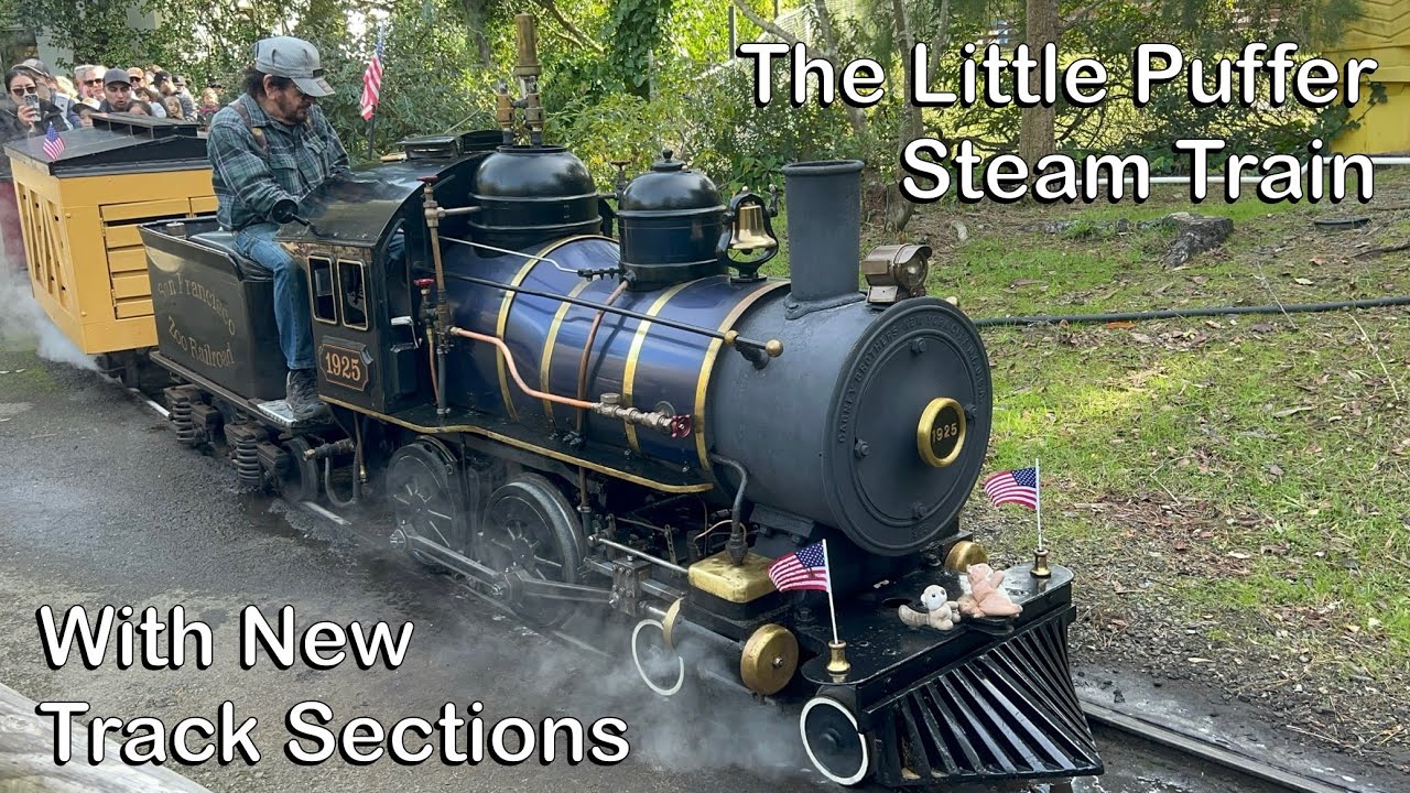 Little Puffer Steam Train at San Francisco Zoo with New Track Section (Railfanning & Full Ride 2025)
