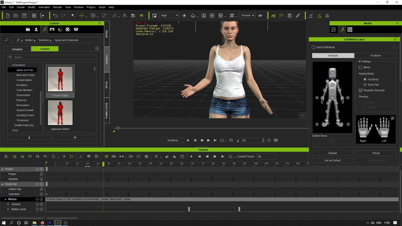 Making adjustments to mocap in iClone with the Motion Layer
