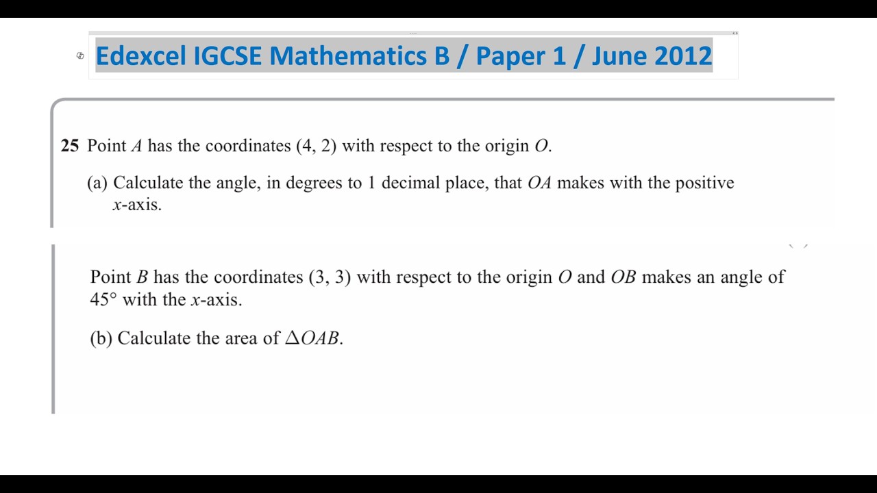 Edexcel IGCSE Mathematics B / Paper 1 / Past Papers / Trigonometry / Area