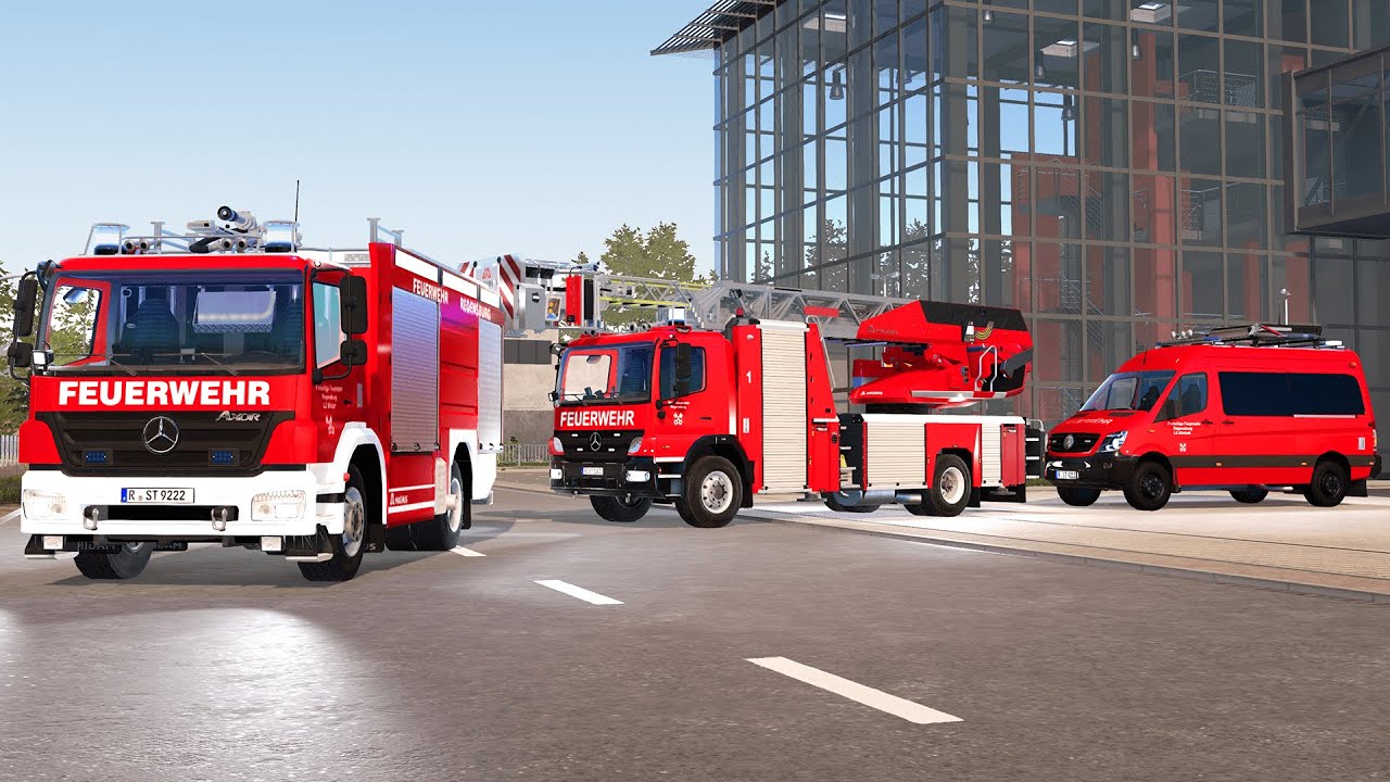 Regensburg Firefighters and Ladder Truck in Action – Emergency Call 112