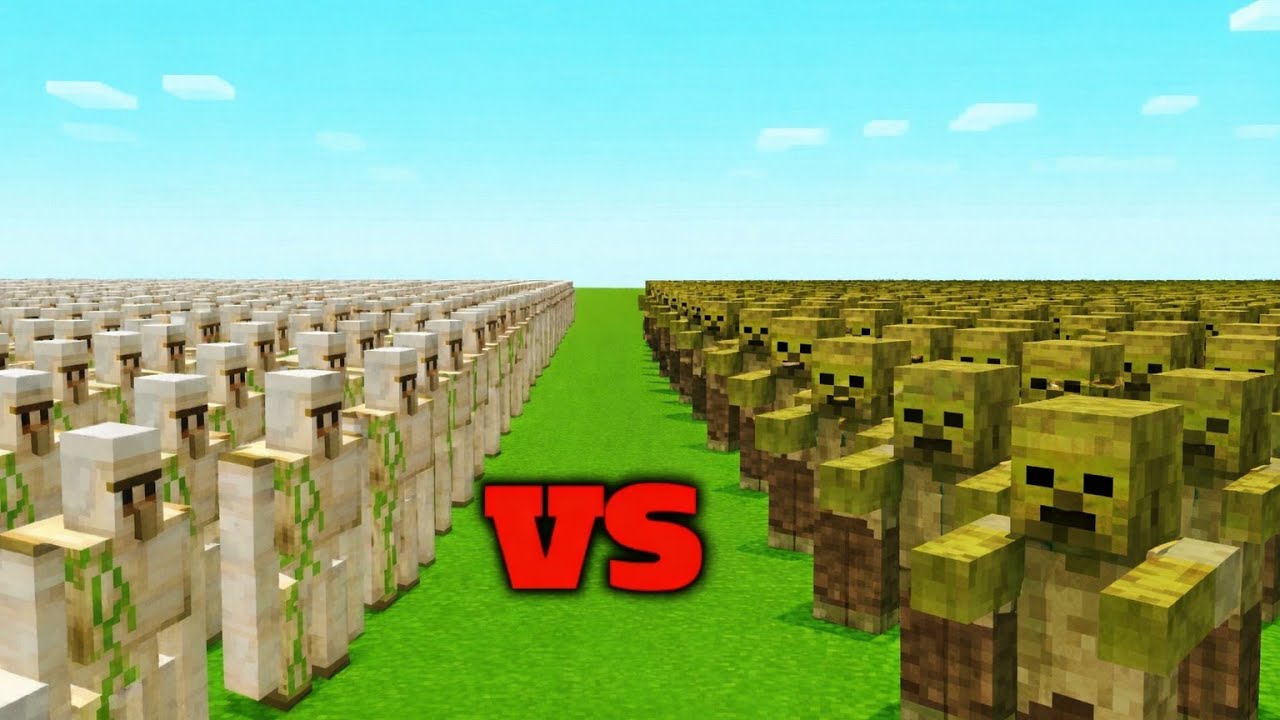 Iron Golem vs Husk Army Battle in Minecraft!