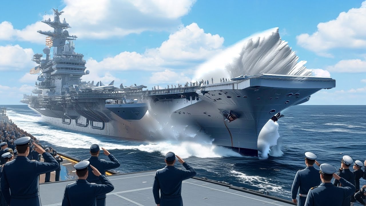 U.S. Navy Launches Its Brand New Aircraft Carrier Onto The Sea