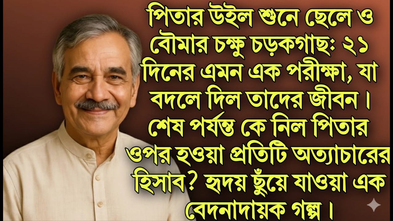 বাবার উইল শুনে স্তম্ভিত ছেলে আর বৌমা! ২১ দিনের এক কঠিন পরীক্ষা, যা চিরতরে বদলে দিল তাদের জীবন।