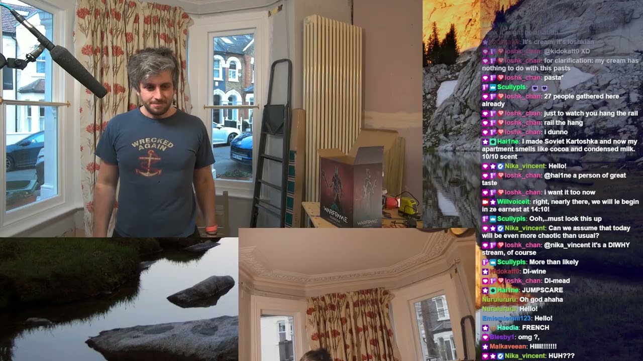 Voice actor man pretends to be more French than he is, drinks mead, and puts curtain rail up himself
