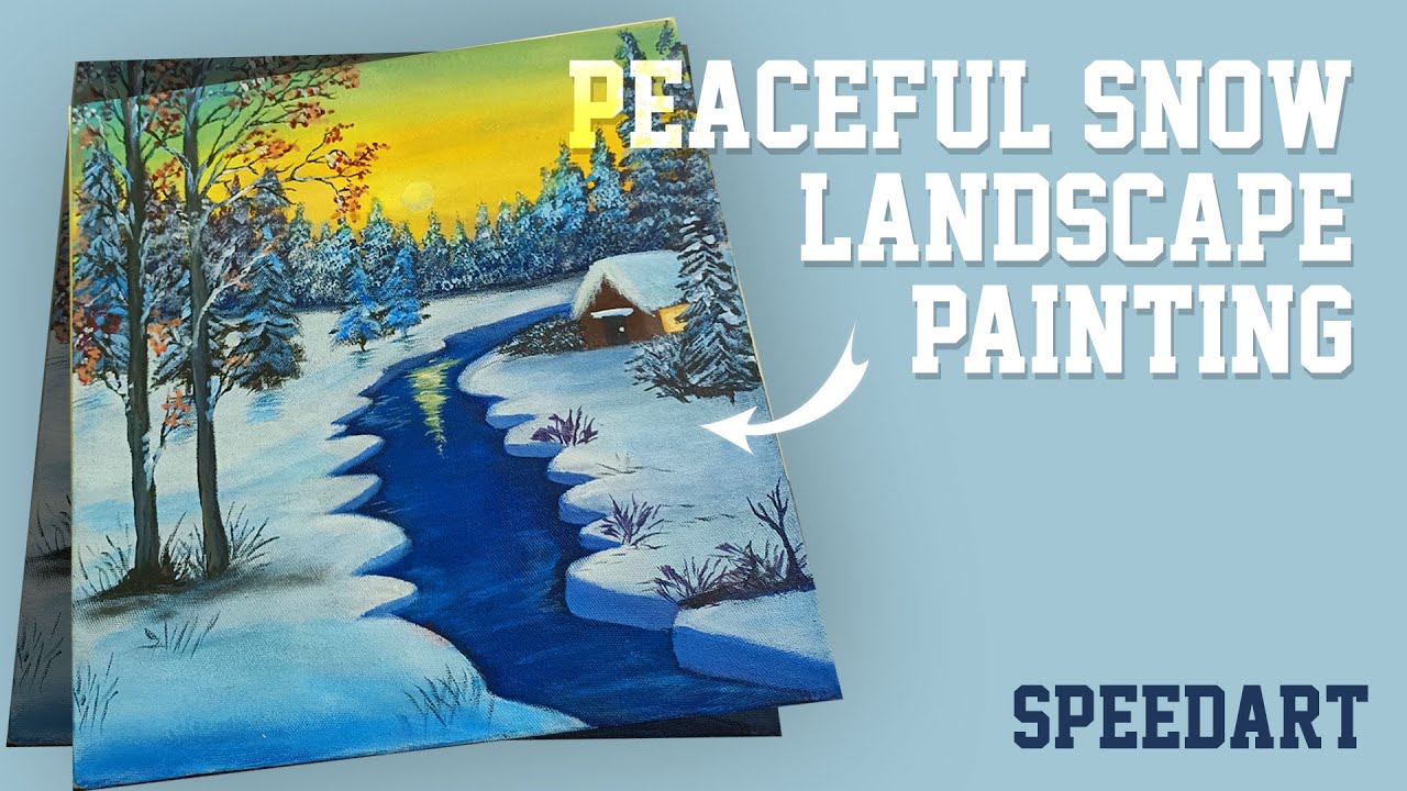 Winter Cabin Speedart | Peaceful Snow Landscape Painting