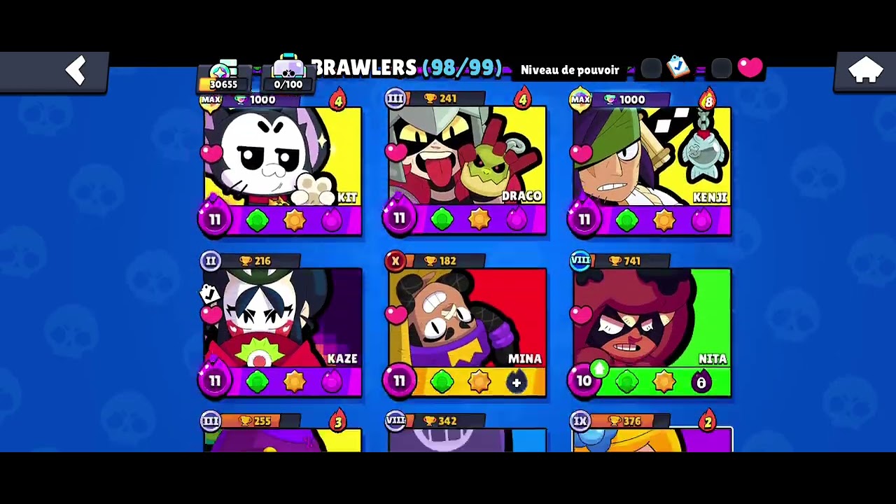 Vidéo brawl stars je vous montre mon compte après avoir acheté le brawl passe+