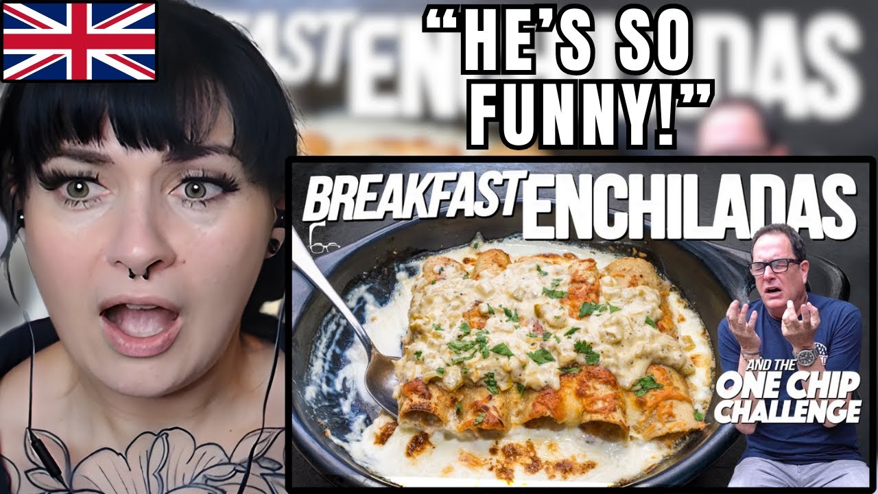 British Girl Reacts to American Breakfast Enchiladas & the One Chip Challenge