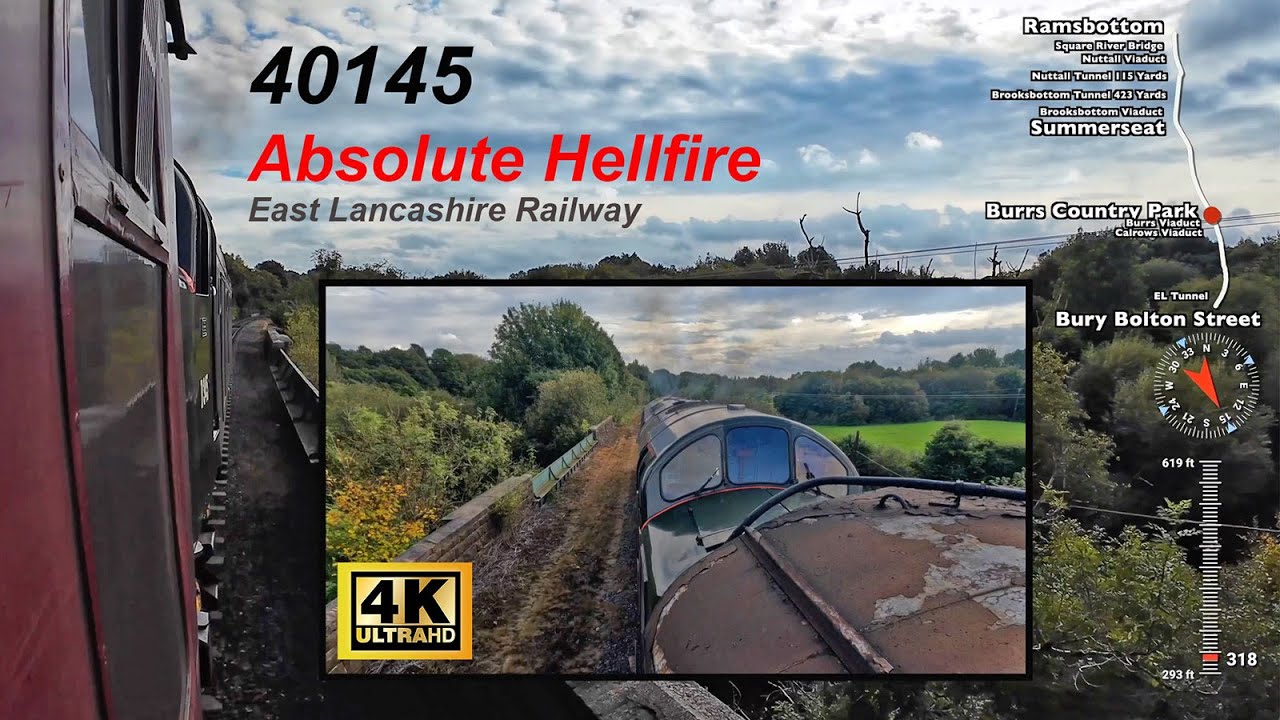 D345 / 40145 Hellfire Show, with power handle wide open at times, at the East Lancs Railway in 2024
