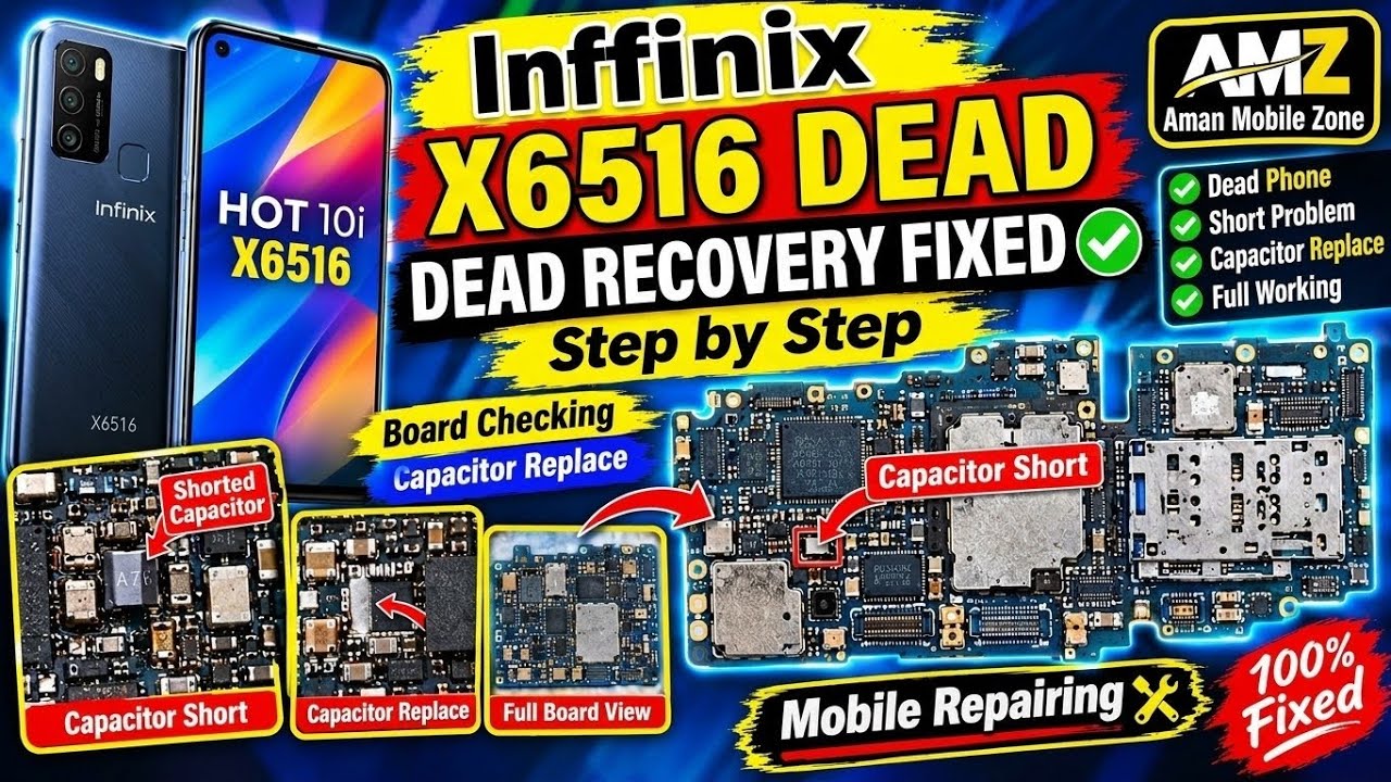 Infinix Hot 10i (X6516) Dead Recover Fixed | Shorted Capacitor Repair Step by Step