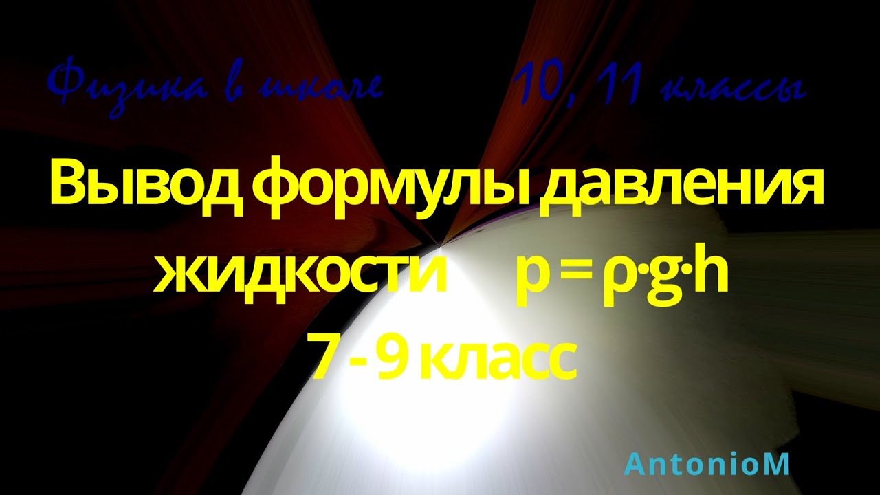 Физика в школе Вывод формулы давления жидкости p = ρ·g·h