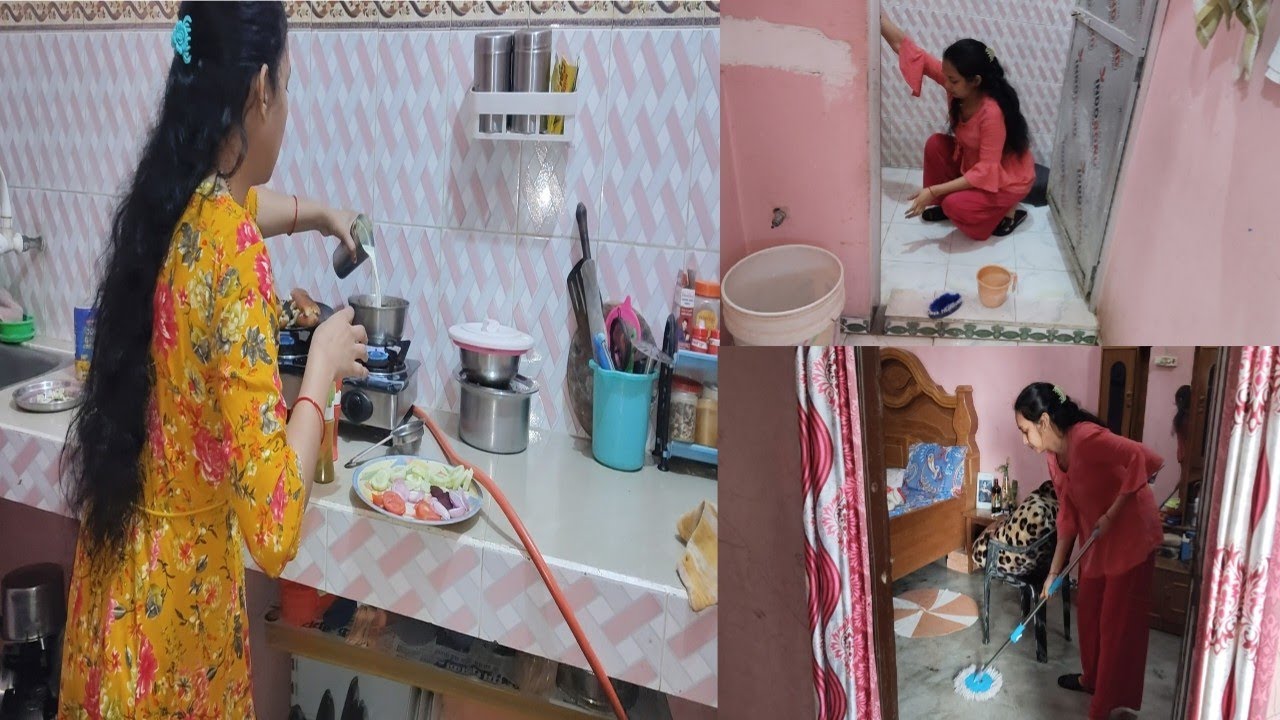 🌺 मेरी सुबह : दोनों घर की साफ सफाई बाथरूम deep cleaning नहाना ,चाय नाश्ता...