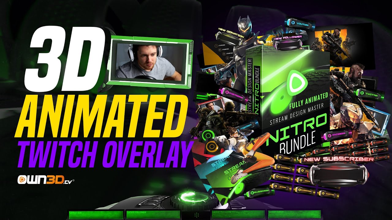 Fully 3D Animated Twitch Overlay Pack | Stream Overlay Animations | Trailer