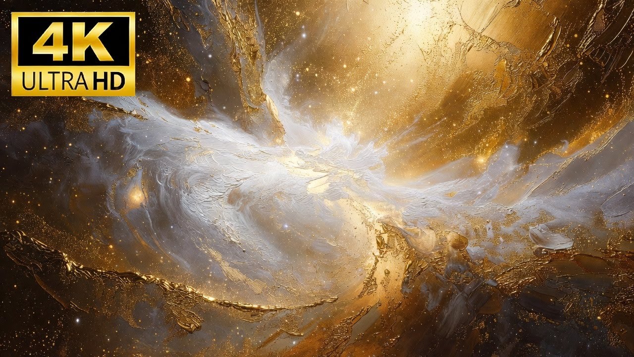 4K Golden Nebula Oil Painting – Frame TV Art for Relaxation & Meditation