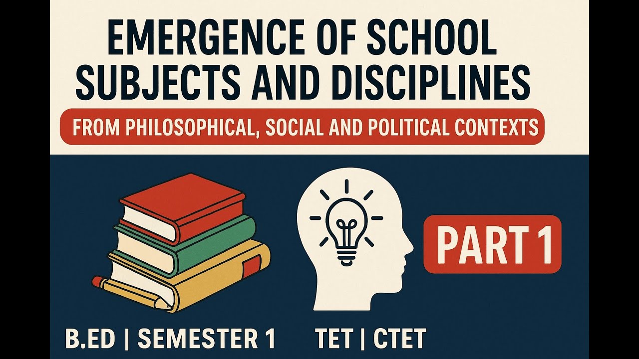 Emergence of School Subjects & Disciplines | Philosophical, Social & Political Contexts | B.Ed |