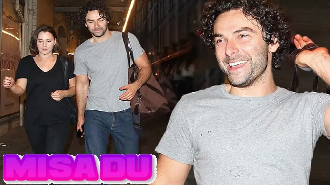 Aidan Turner looks in a good mood as he leaves dramatic performance