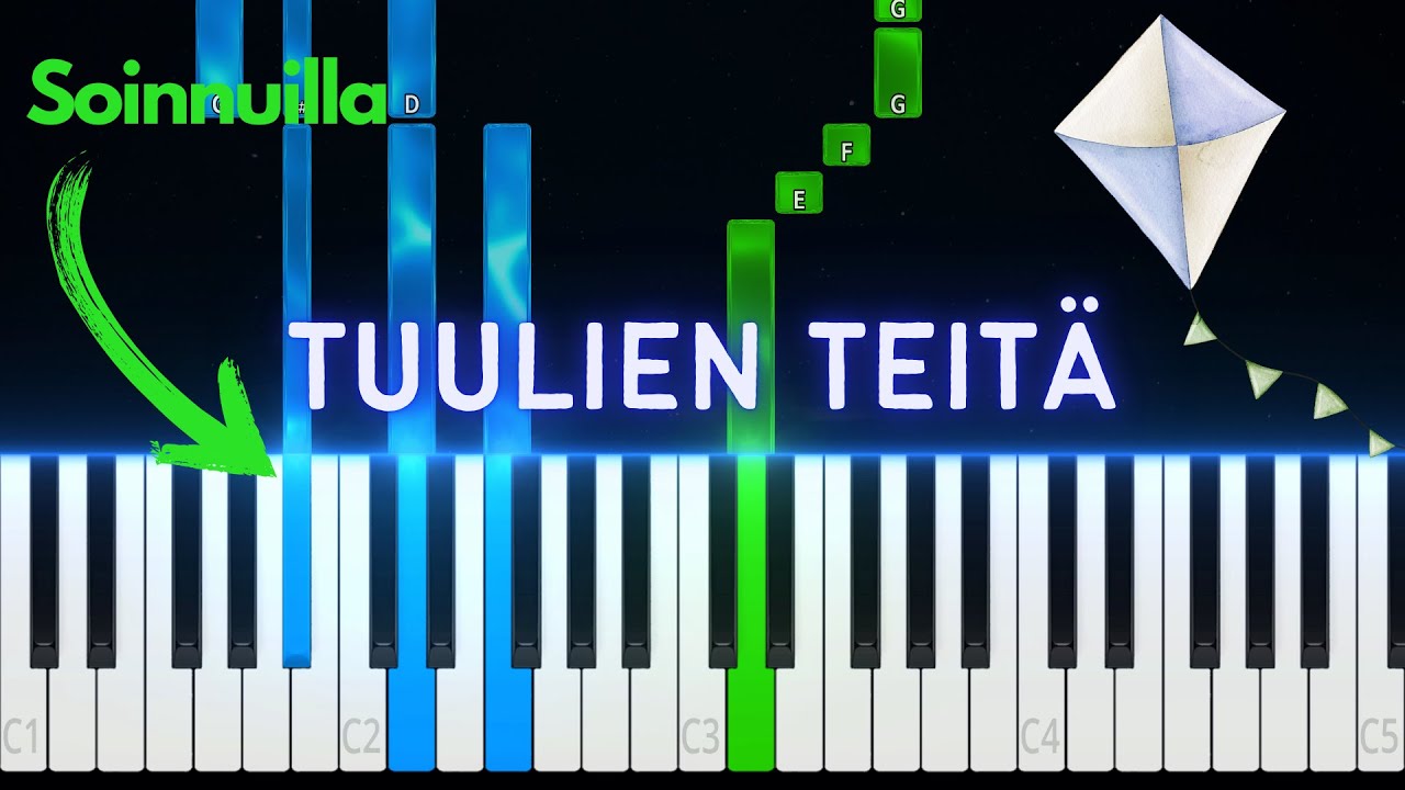 Tuulien teitä (vasen käsi soinnuilla) | Helppo piano tutoriaali