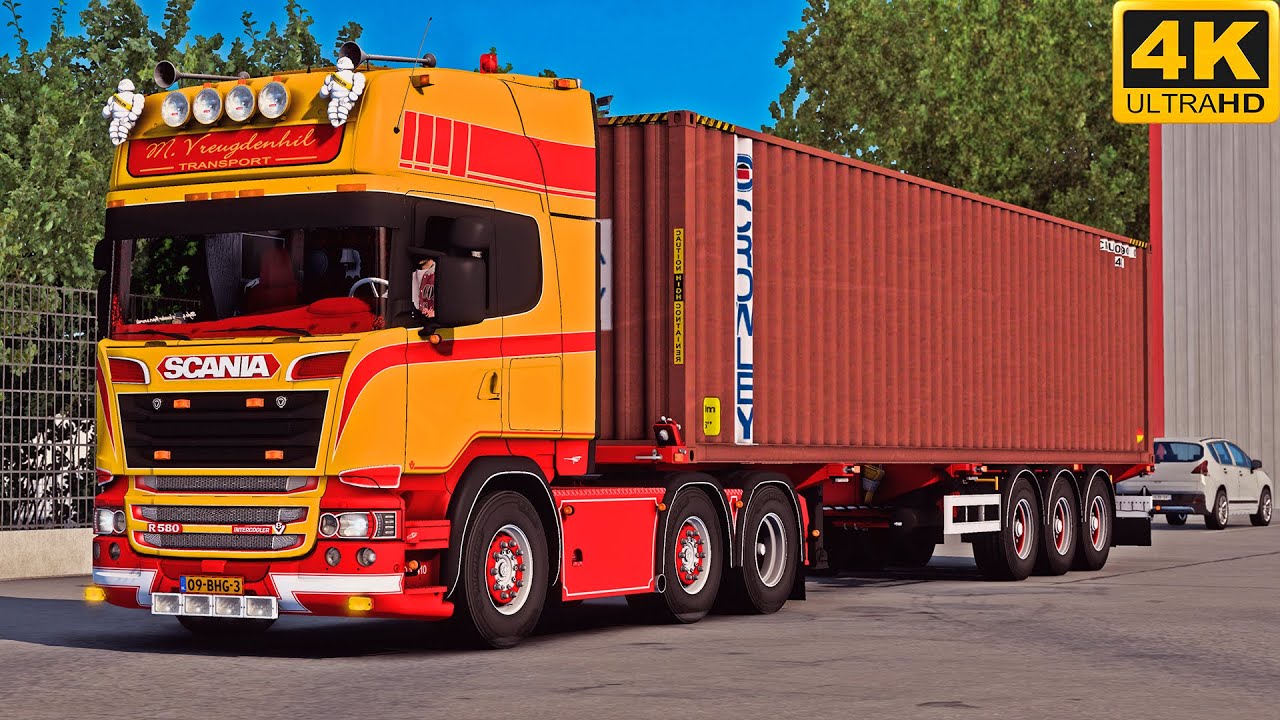 [G29] ETS2 (4K 60FPS) | PROMODS | SCANIA R580 V8 (open pipe) | PARIS 🇫🇷 - PLYMOUTH 🇬🇧