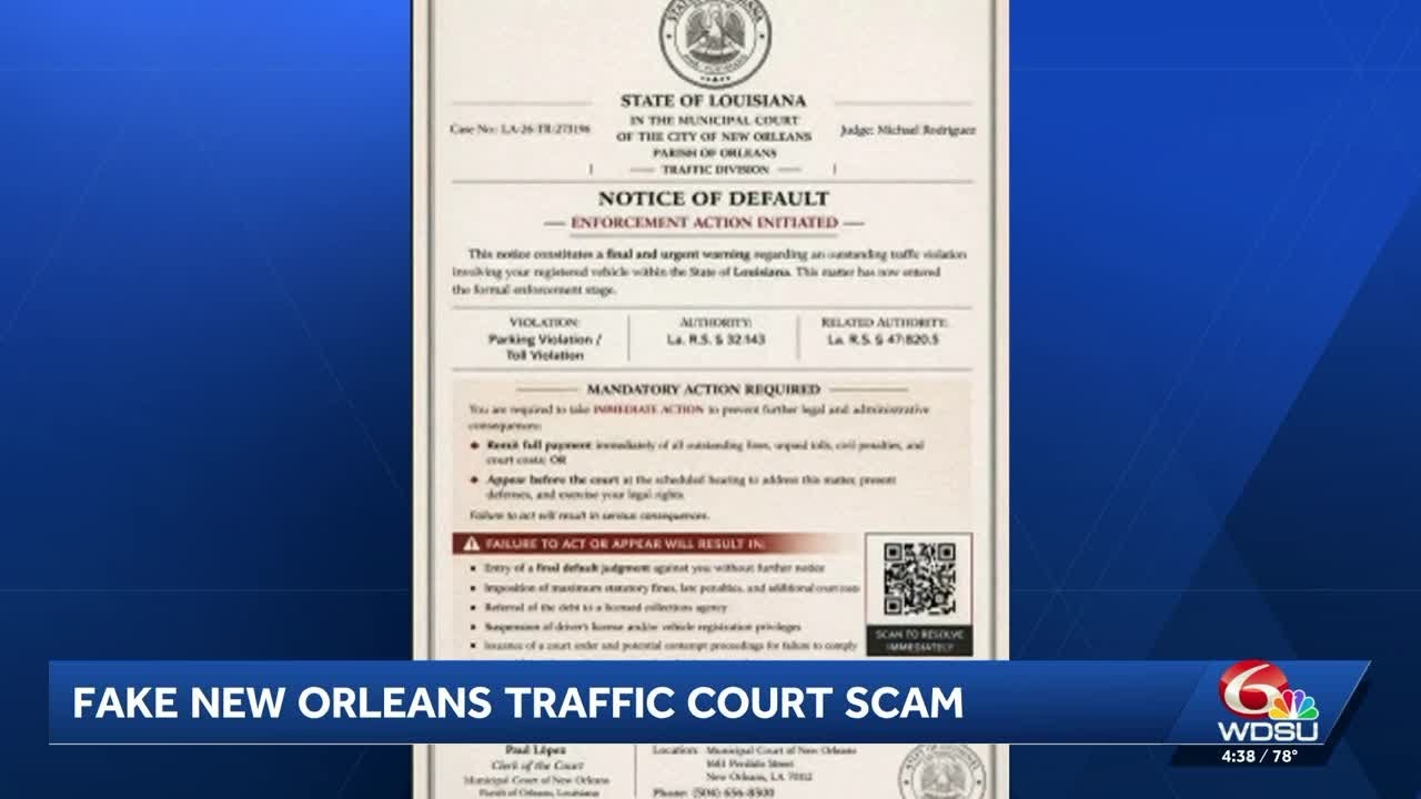 Fake New Orleans traffic court scam circulating online