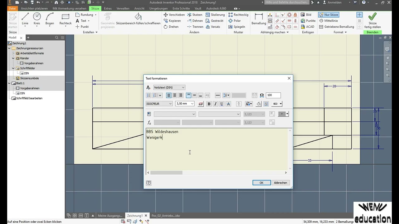 Inventor Tutorial Zeichnungsvorlage erstellen