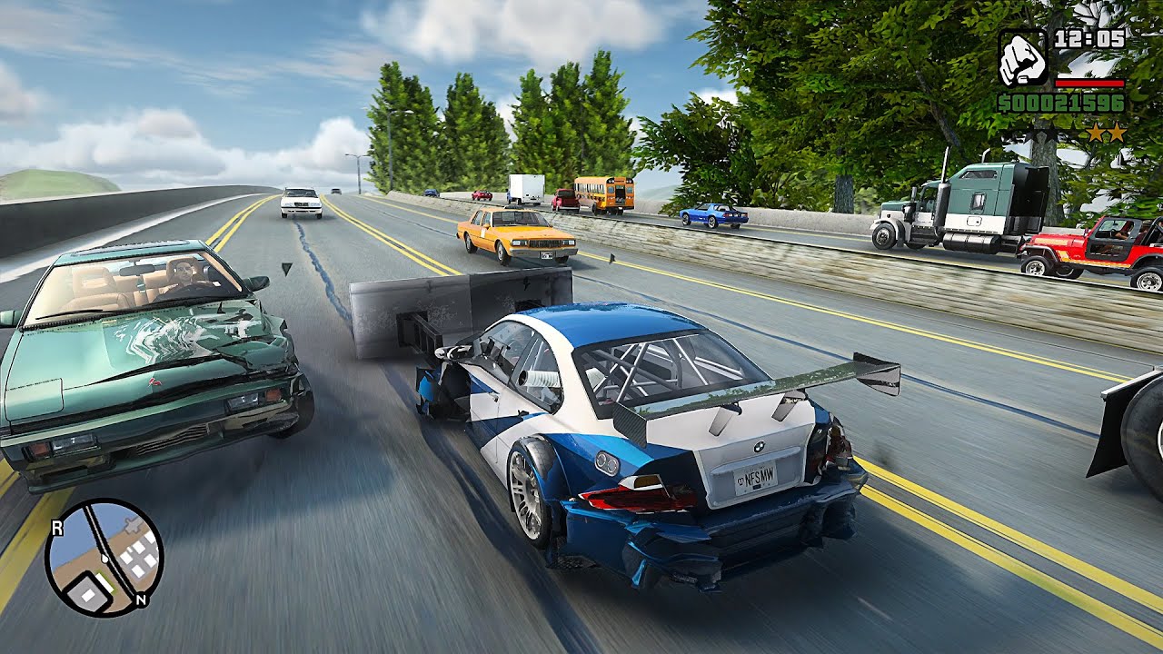 GTA SA Realistic Vehicle Deformation - Crazy BMW M3 GTR Crashes Ep.29