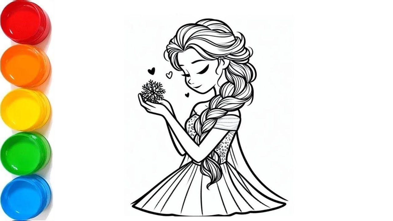 How To Draw Elsa Drawing, Panting And Coloring For Kids And Toddlers | Let's Draw Together