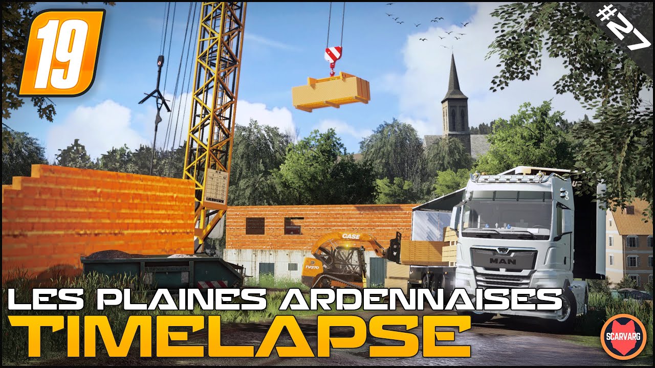 🇫🇷 Разгрузка строительных материалов и использование Liebherr 81K ⭐ FS19 Les Plaines Ardennaises ...