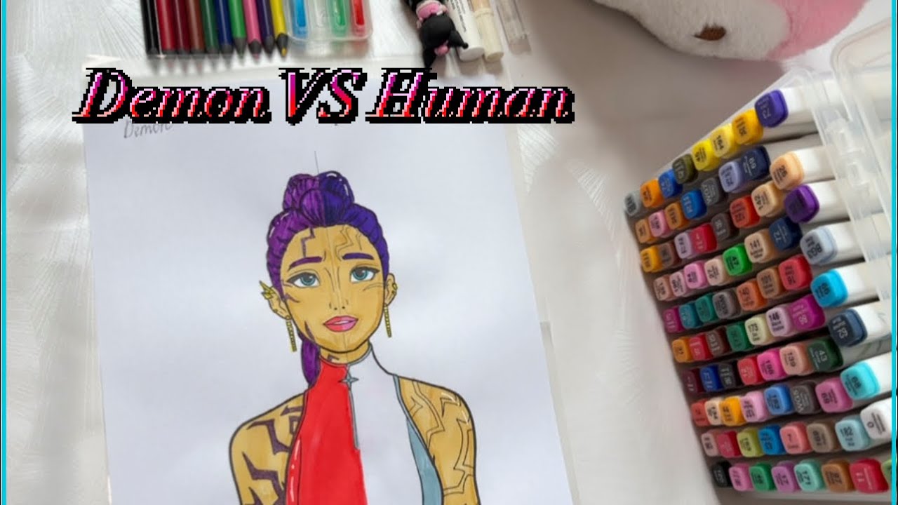 😈 Rumi Dual Side – Normal vs Demon K-pop Art 🎨✨