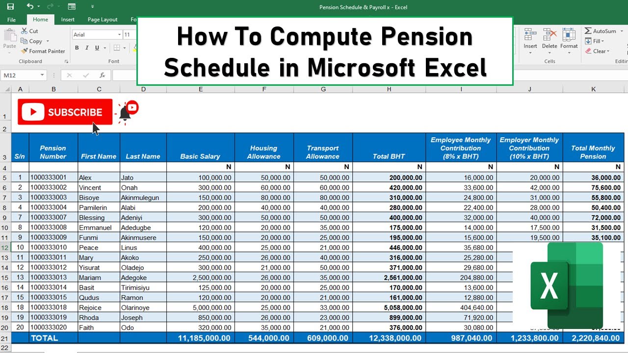 How to Compute Pension schedule using Microsoft Excel.