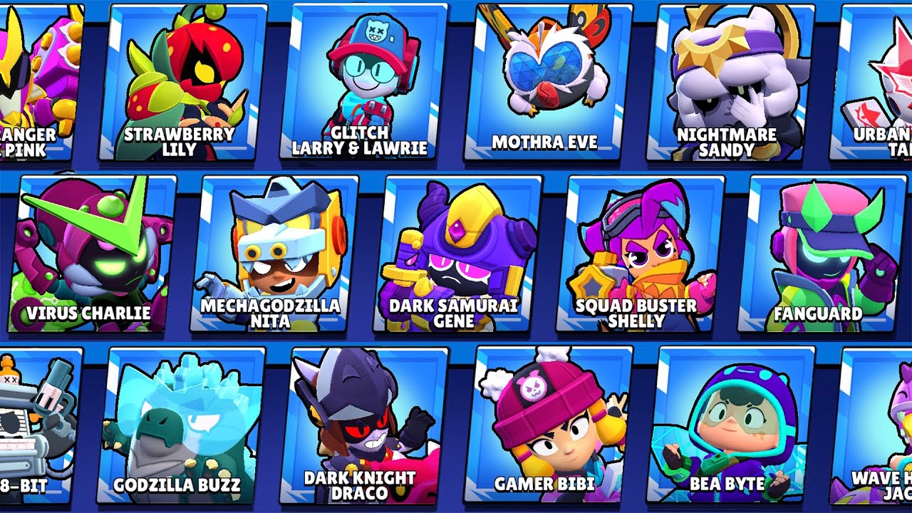 ALL 594 SKINS IN BRAWL STARS | Godzilla, CyberBrawl