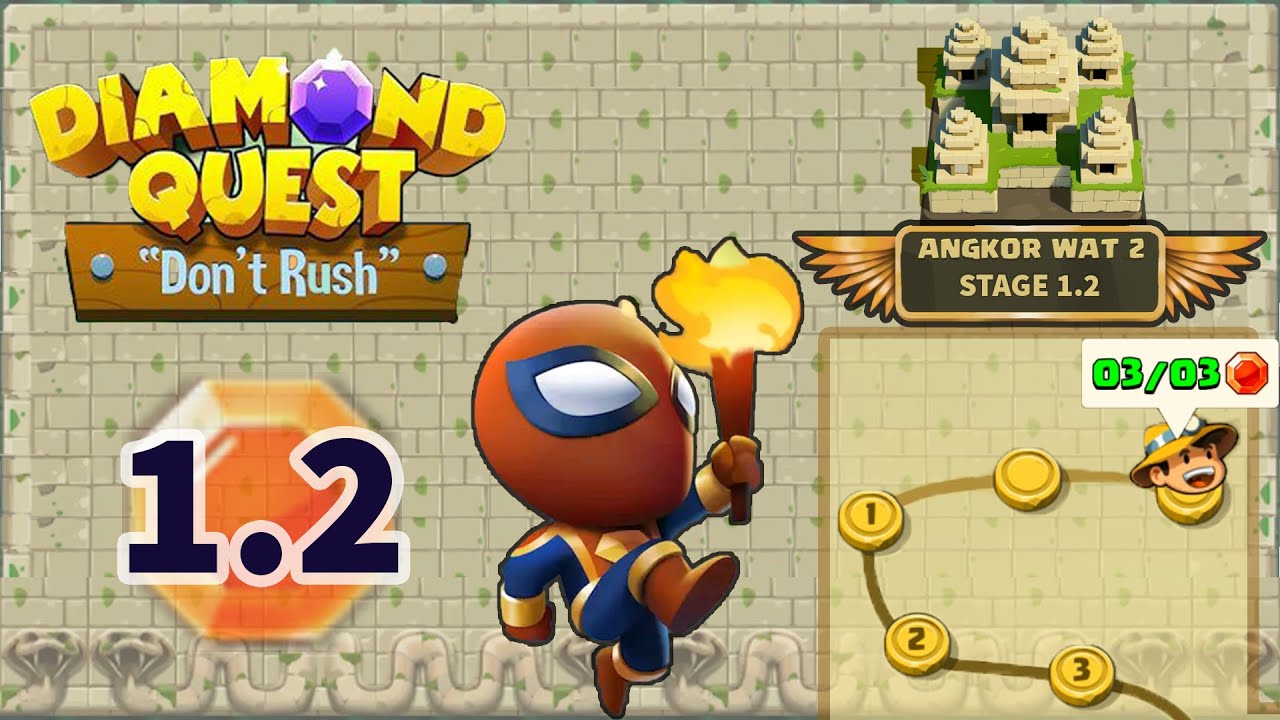 Angkor Wat 2 Secret Stage 1.2 All gems Diamond Quest Scholar