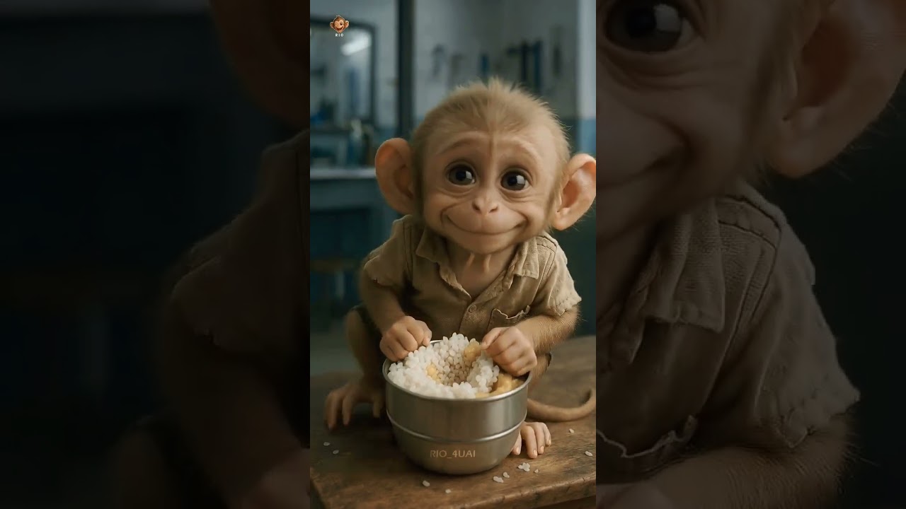 poor baby monkey very hungry