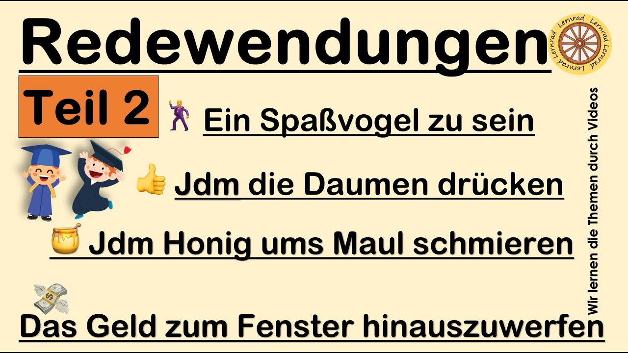 👉🇩🇪 Deutsche Redewendungen Teil 2 I Die lustigsten Ausdrücke erklärt!  🤪 | 🏫 Grundschule |  B2–C2