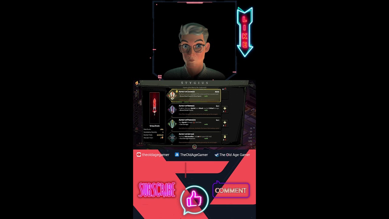 V Come and watch The Old Age Gamer beat Hades LIVE with with Exagryph, MAXED OUT Titan Blood