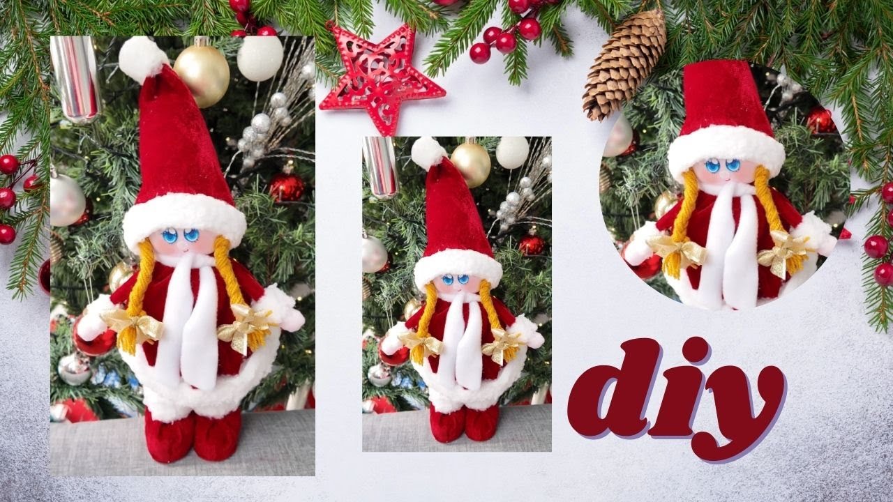 RECICLA botella PET Y realiza Pequeña MUÑEQUITA vestido rojo utilizando materiales reciclados🎄☃⛄