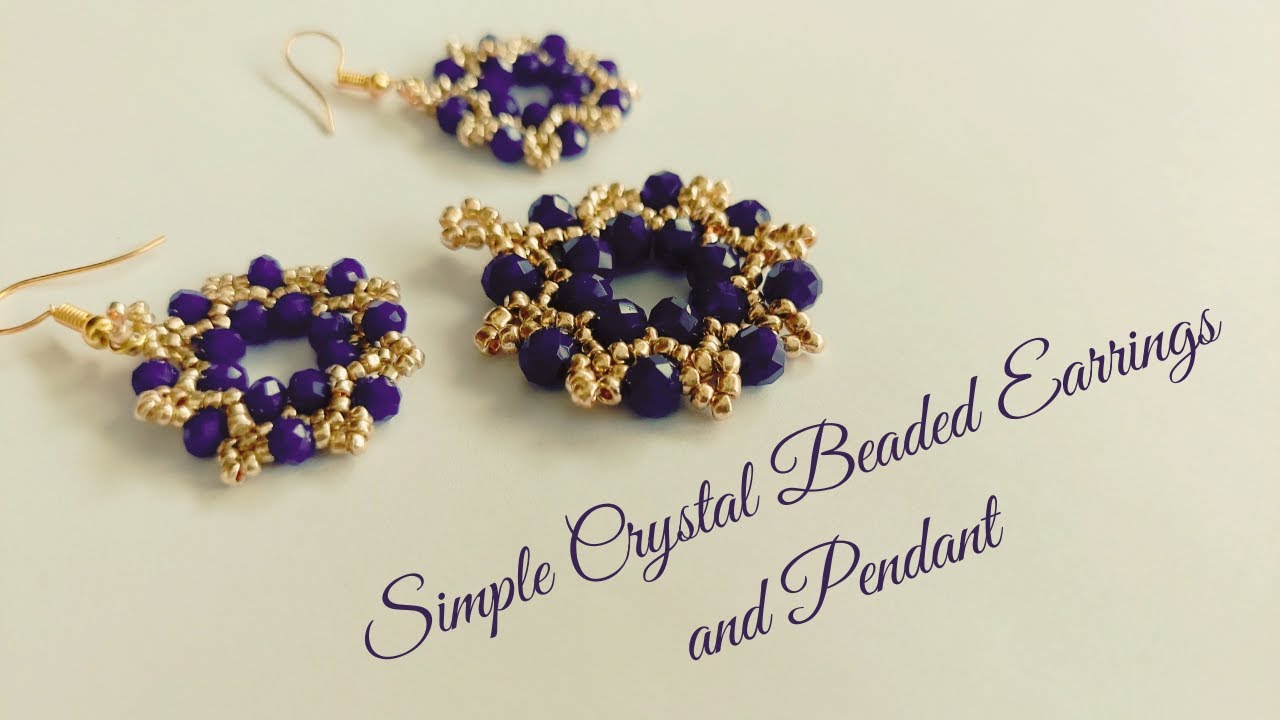 Simple Crystal Earrings and Pendant. DIY Beaded Jewelry. Beading Tutorials. Rondelle Crystal jewelry