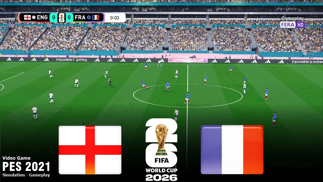 ENGLAND vs FRANCE | World Cup 2026 | 18 July 2026 | Live SIMULATION PES 2021 Gameplay