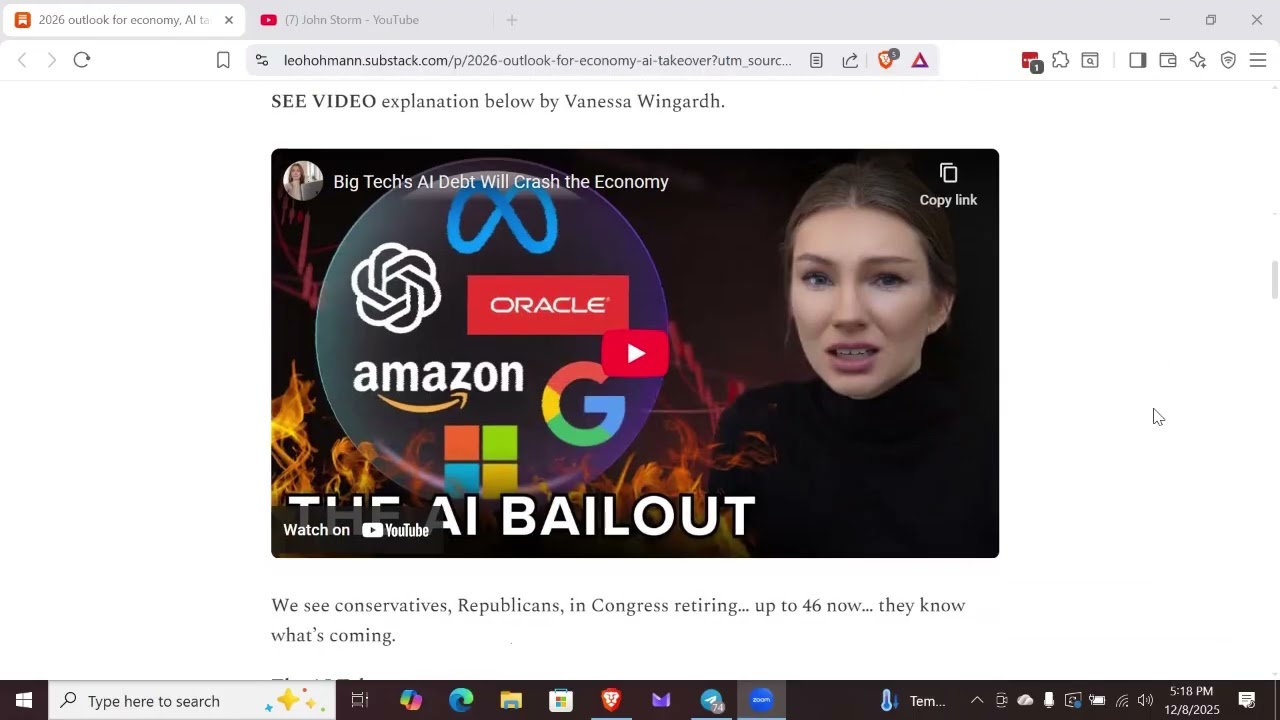 Predictions for 2026, AI, War and the Economy