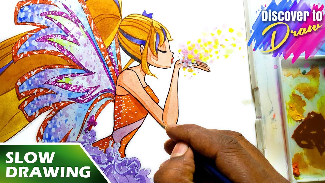Winx Club Season 5 drawing ★ how to draw Stella Sirenix ★ Slow mode