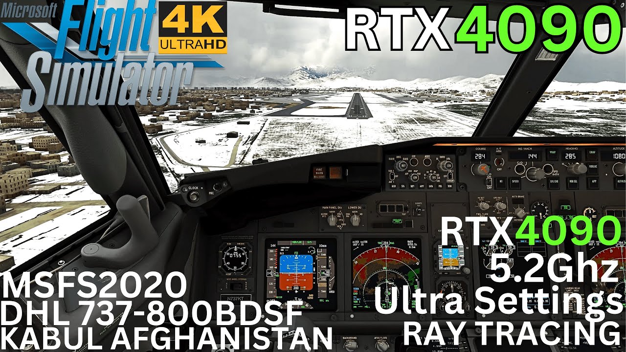 [MSFS RTX 4090] DHL 737 Freighter Steep Descent Into Kabul (OAKB) Afghanistan [Ultra Settings] 4K