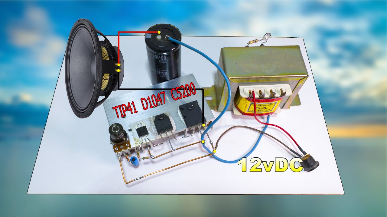 DIY Powerful Amplifier 12v Using Transformer With C5200 Transistor (Class A)