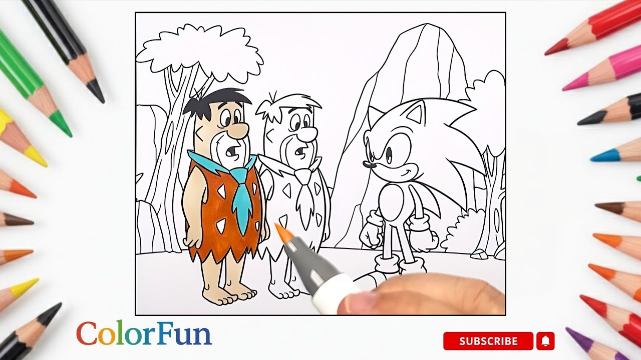 Flinstones vs Sonic Coloring Pages | Fun Character Art
