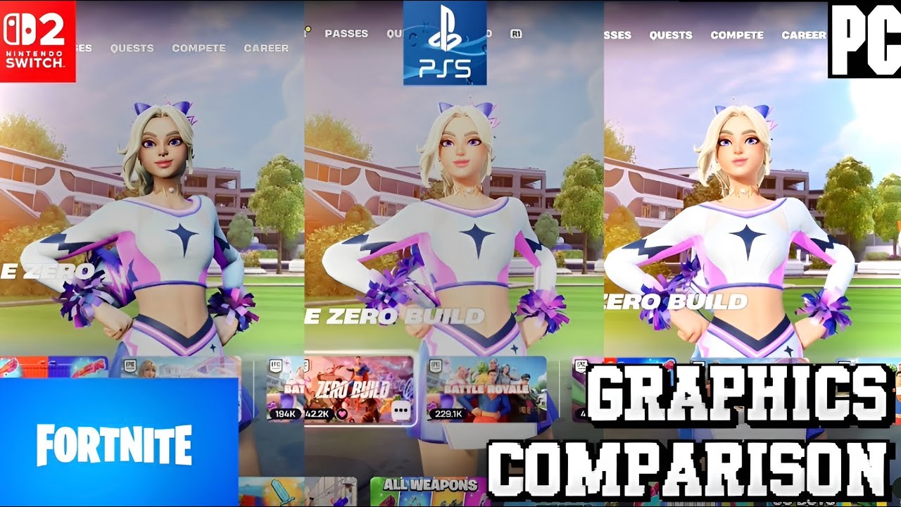 Fortnite Graphics Comparison (Switch 2 Vs PS5 Vs PC)