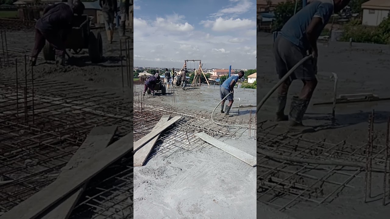 casting of concrete floor slab #construction #concreteslab #civilengineering