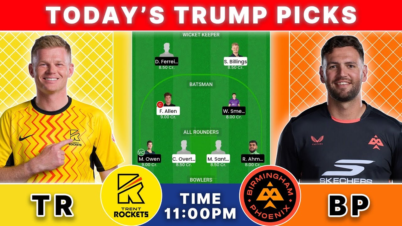 TR vs BP Dream11 Prediction | The Hundred Men's 2026 Match 22 | Trent Rockets vs Birmingham Phoenix|