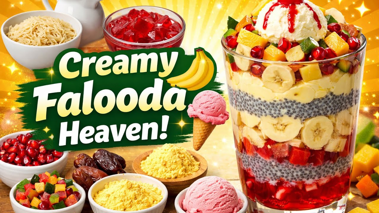 Delicious Custard Falooda Recipe | Easy & Creamy Dessert at Home!” 🍮🥤