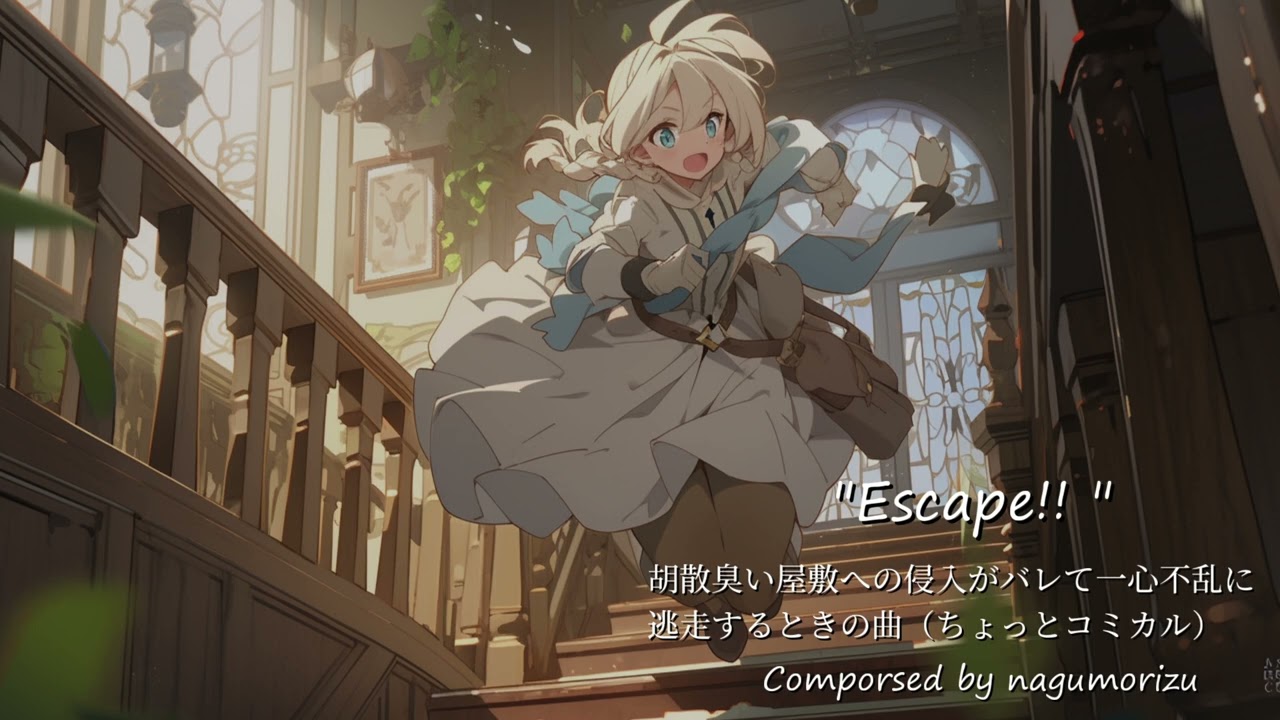 【フリーBGM】胡散臭い屋敷への侵入がバレて一心不乱に逃走するときの曲（ちょっとコミカル）『Escape!!』【Fictional OST】