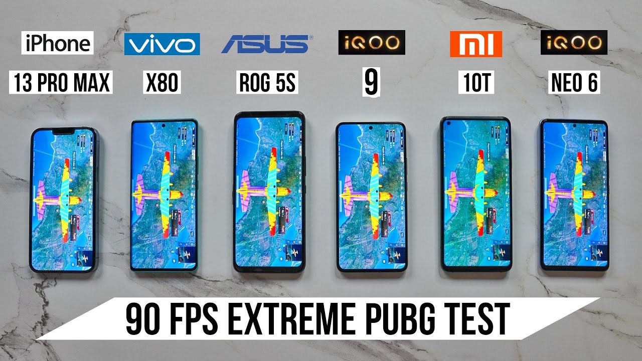 iQOO Neo 6, Mi 10T, iQOO 9, ROG 5s, iPhone 13 Pro Max, Vivo X80 90 FPS Extreme Pubg Test 🔥